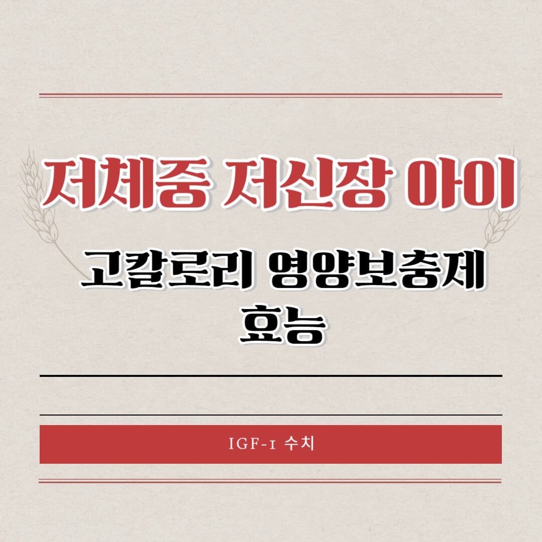 저체중 저신장 아이 고칼로리 영양보충제 효능